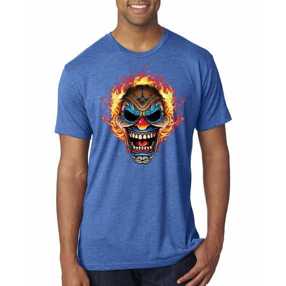 Flaming Laughing Fierce Clown | Mens Cars and Trucks Premium Tri Blend T-Shirt, Vintage Royal, X-Large