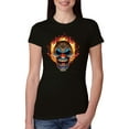 thumbnail image 1 of Flaming Laughing Fierce Clown | Womens Cars and Trucks Slim Fit Junior Tee, Black, Small, 1 of 3