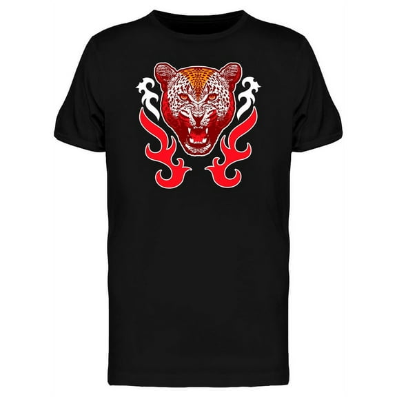 Flaming Leopard Graphic T-Shirt Men -Image by Shutterstock, Male Medium
