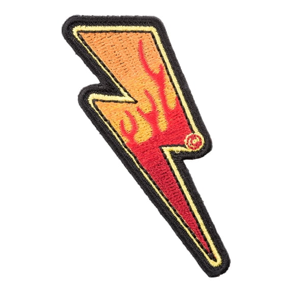 Flaming Lightning Bolt Left Patch, Lightning Patches