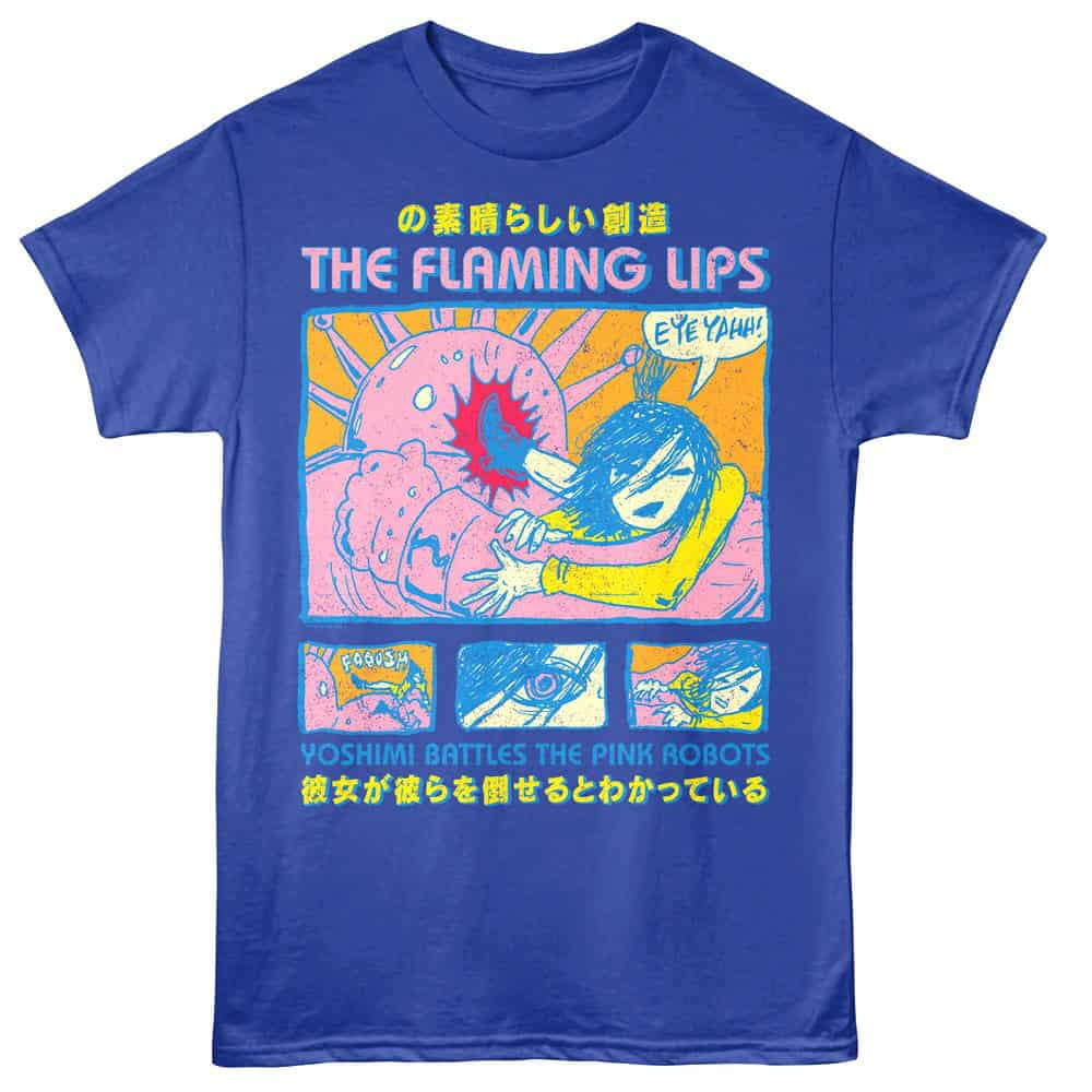 Flaming Lips Yoshimi Japanese Comic Men's T Shirt (Blue, Adult2XL