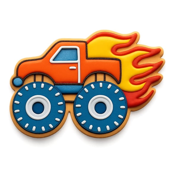 Flaming Monster Truck Cookie Cutter - 4x2.6" Fun Baking Design