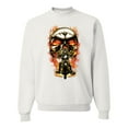 thumbnail image 1 of Flaming Motorycle Hell Fire Skull Biker | Mens Fashion Crewneck Graphic Sweatshirt, White, Small, 1 of 4