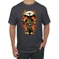 thumbnail image 1 of Flaming Motorycle Hell Fire Skull Biker | Mens Fashion Graphic T-Shirt, Charcoal, 4XL, 1 of 4