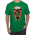 thumbnail image 1 of Flaming Motorycle Hell Fire Skull Biker | Mens Fashion Graphic T-Shirt, Kelly, Small, 1 of 4