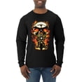 thumbnail image 1 of Flaming Motorycle Hell Fire Skull Biker | Mens Fashion Long Sleeve T-Shirt, Black, Large, 1 of 1