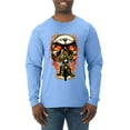 thumbnail image 1 of Flaming Motorycle Hell Fire Skull Biker | Mens Fashion Long Sleeve T-Shirt, Light Blue, X-Large, 1 of 1