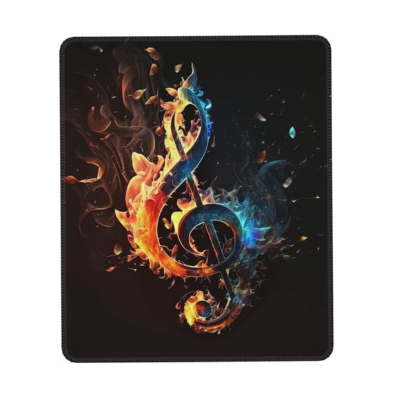 Flaming Music Notes Fire Gaming Mouse Pad 8.3 x 10.3 in Rectangle Computer Mousepad Mat Non-Slip Rubber Base for Office Laptop PC