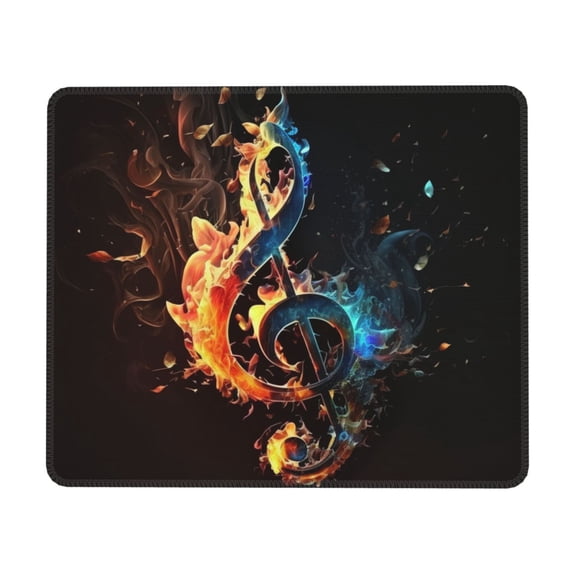 Flaming Music Notes Fire Mouse Pad Non-Slip Rubber Gaming Mousepad Rectangle for Computers Laptop 10 x 12 inch