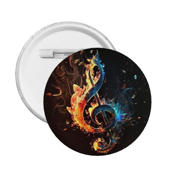 Flaming Music Notes Fire Round Button Pin Badge 5PCS Pinback Buttons Lapel Pin for Jacket, Backpack, Hat, Party Favor, Gift
