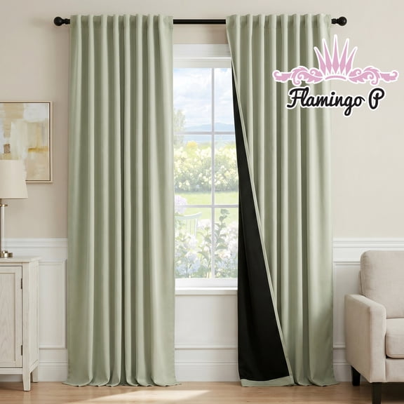 Flaming P Rod Pocket Blackout Curtain Panel,for Bedroom Living Room, Sage Green