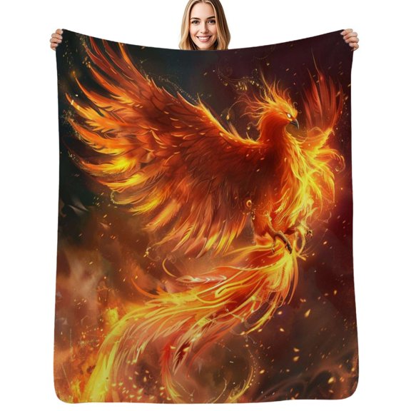 Flaming Phoenix Rise Flannel Blanket Warm Soft Bedding Throws Winter Camping Chair Sofa Bed
