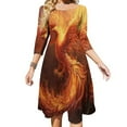 thumbnail image 1 of Flaming Phoenix Rise Sweetheart Knot Flared Dress Fashion Design Large Size Loose Dress Spring Summer Women Dress, 1 of 9