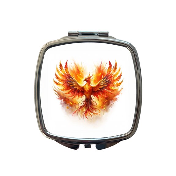 Flaming Phoenix Rising Fantasy Watercolor Travel Makeup Handbag Purse Small Pocket Compact Mirror