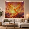 thumbnail image 1 of Flaming Phoenix Above a Winding Mountain River, Dramatic Fantasy Art for Mythical Bird Lovers, Renewal Decor, New Home Gift, Tapestry Wall Hanging for Bedroom and Living Room, 1 of 7