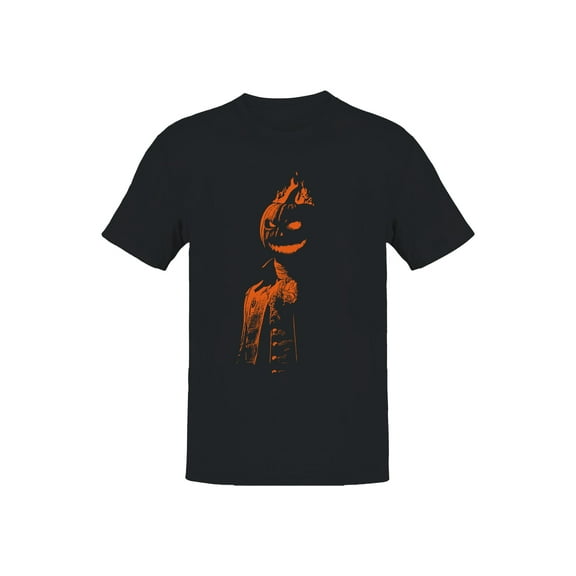 Flaming Pumpkin Head Illustration Men's T-shirt