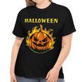 thumbnail image 1 of Flaming Pumpkin Shirt Women Plus Size 1X 2X 3X 4X 5X Pumpkin Tshirts Plus Size Halloween Costumes for Women, 1 of 7