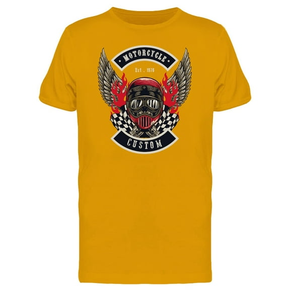 Flaming Red Motorcycle Custom 76 T-Shirt Men -Image by Shutterstock, Male 3X-Large