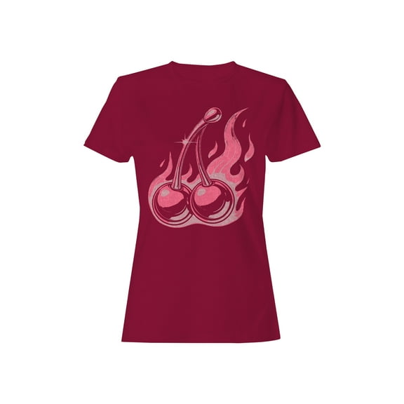 Flaming Retro Cherries Art Women's T-shirt