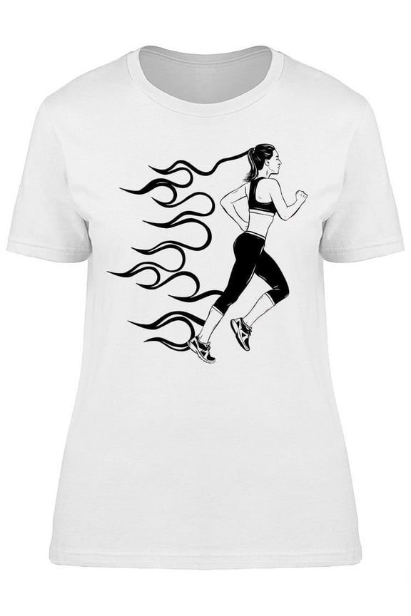 Flaming Running Woman T-Shirt Women -Image by Shutterstock, Female Small