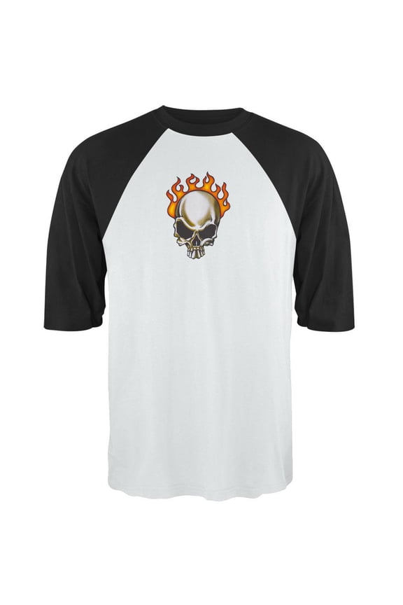 Flaming Skull - 3/4 Sleeve - 2X-Large