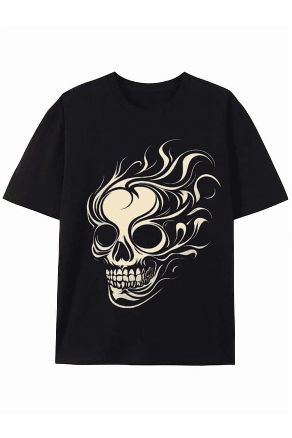 Flaming Skull Graphic Tee - Bold and Edgy Design