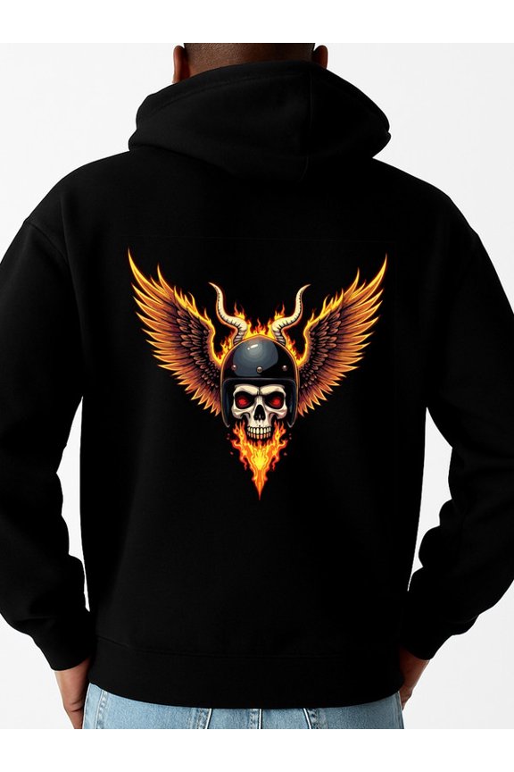Flaming Skull Hoodie hoodies skeleton men's machine washable black Everyday sweatshirt for the office, dates and outings christian idk 3d Casual Unisex Shirt Crewneck tshirts