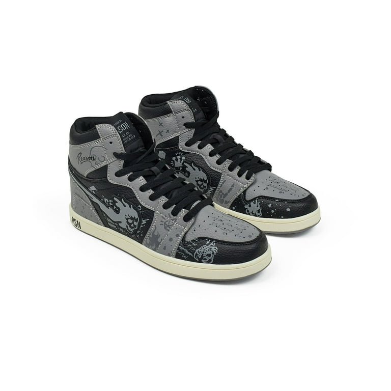 Flaming Skull Sneakers - Grey