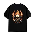 thumbnail image 1 of Greenink Flaming Skull Tee men 180G Cotton black Unique Design Unisex Shirt Crewneck tshirts Funny Unisex Shirt Graphic Tee tshirts Retro Unisex Shirt Crewneck tshirts, 1 of 7