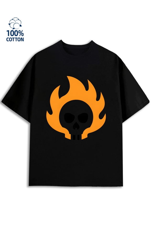 Flaming Skull Tee mens 180G 100% Cotton black Funny Unisex Shirt Graphic Tee tshirts Basic Unisex Shirt Crewneck tshirts Trendy Unisex Shirt Short Sleeve tshirts Vintage Unisex Shirt Graphic tshirts