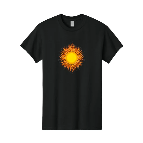 Flaming-Sun Mens Graphic Tee, 100% Cotton, Casual Summer Wear