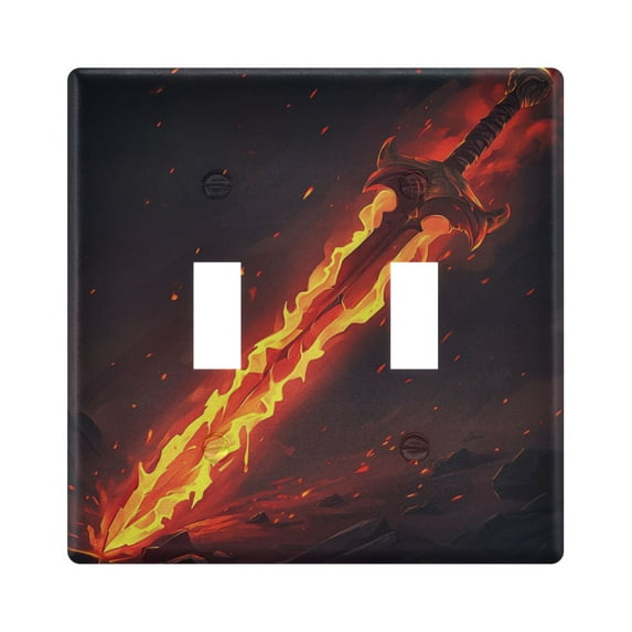 Flaming Sword Decorative Light Switch Plates Switch Cover Decorative Wall Plates Ideal for Living Room Kitchen Bedroom and Study