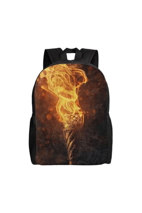 Flaming Torch Backpack Large Capacity Laptop Bag for Men and Women