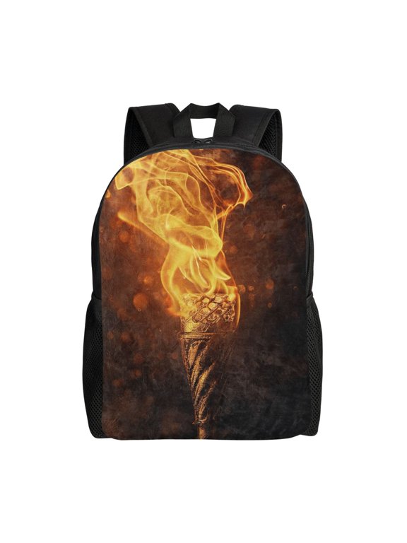 Flaming Torch Backpack Large Capacity Laptop Bag for Men and Women