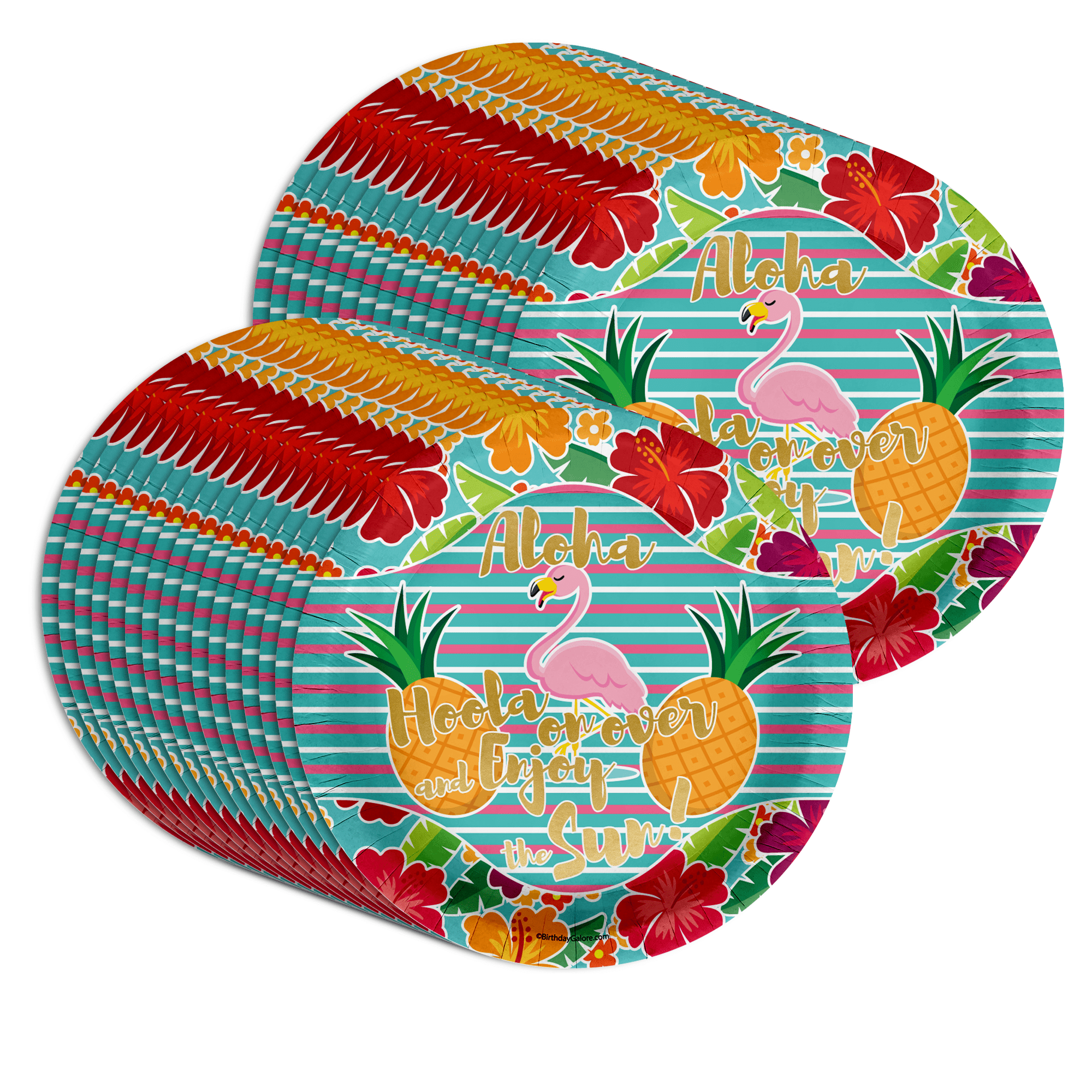 Flamingle on Over Flamingo Party Supplies - Luau Party Supplies - Hawaiian Luau Paper Plates - Summer Plates Large 9" Plates in Bulk 32 Piece