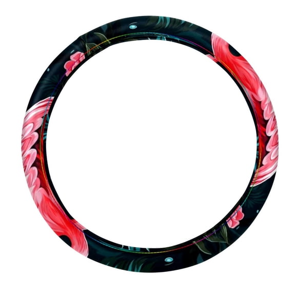 Flamingo 14.5 Inch Printing PVC Leather Auto Accessories Steering Wheel Cover Car Wheel Cover Steering Wheel Cover