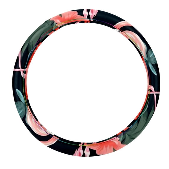 Flamingo 14.5 Inch Printing PVC Leather Car Wheel Cover Auto Accessories Steering Wheel Cover