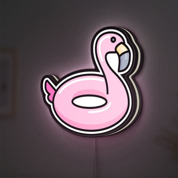 Flamingo 3D Novelty Light Box, Tropical Poolside Decor for Summer Vibes and Beach Themed Rooms (Width 8 inch, 20cm)