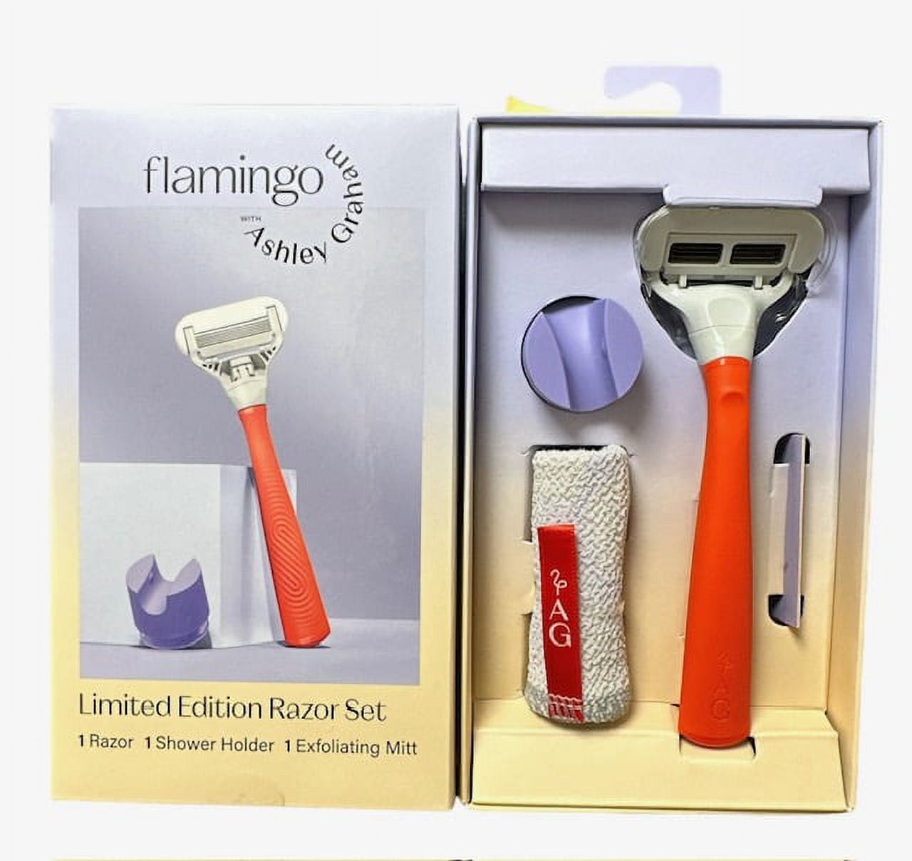 Flamingo 5Blade Razors for Women 1 Razor Handle + 1 Exfoliating Mitt