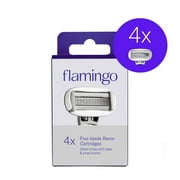 Flamingo 5-Blade Womens Razor Blade Refills, 4 Count