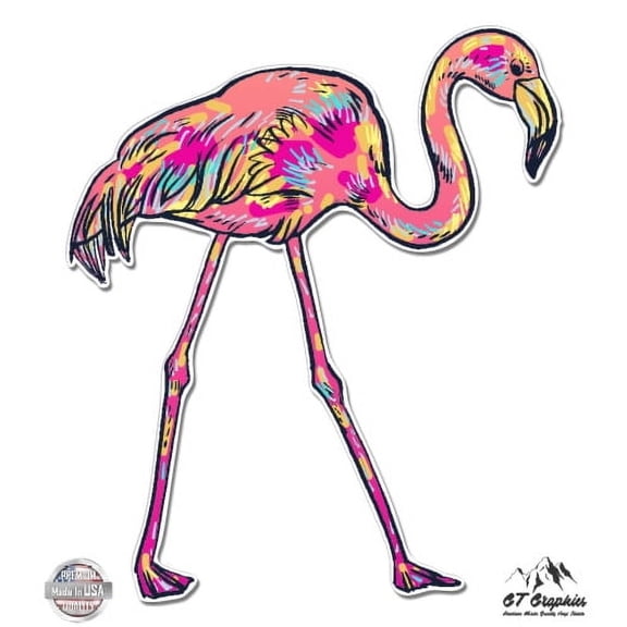 Flamingo - 5" Vinyl Sticker - For Car Laptop I-Pad - Waterproof Decal