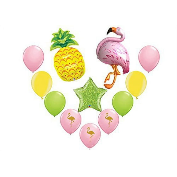 Flamingo And Pineapple Tropical Balloon 12 Pack