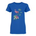 thumbnail image 1 of Flamingo And Tropical Plants Shaped T-Shirt Women -Image by Shutterstock, Female x-Large, 1 of 2