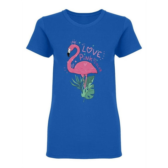 Flamingo And Tropical Style Shaped T-Shirt Women -Image by Shutterstock, Female Large