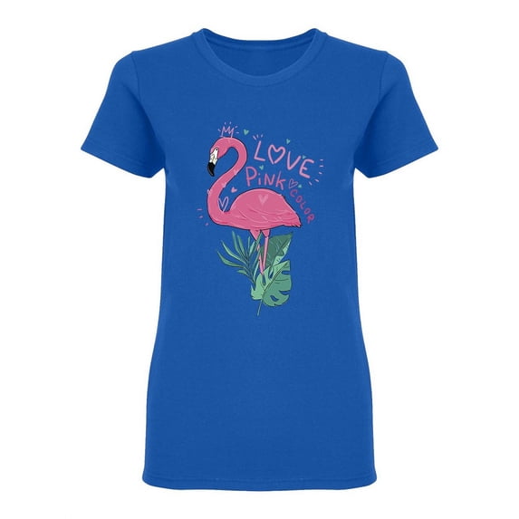 Flamingo And Tropical Style Shaped T-Shirt Women -Image by Shutterstock, Female Medium