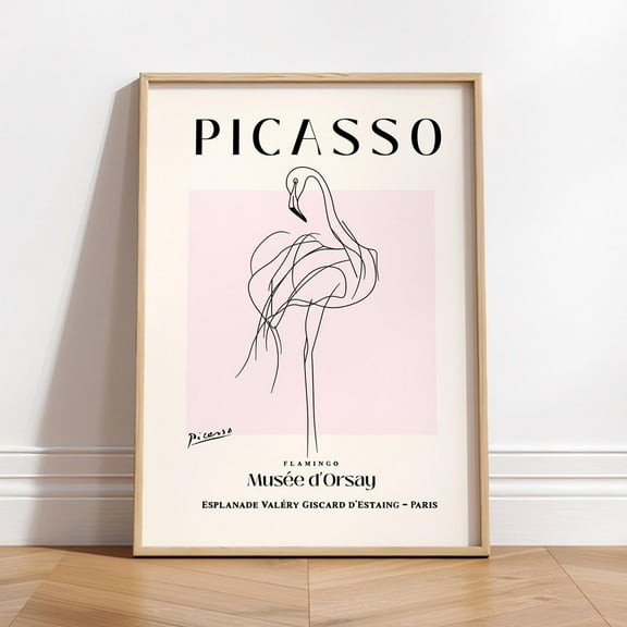 Flamingo Art Print, Mid Century Exhibition Poster, Bird Lover Gift, Picasso Art, Minimalist Farm Wall Art Wall Art, Modern Wall Decor, 8x12 UNFRAMED