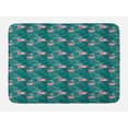thumbnail image 1 of Flamingo Bath Mat, Repeating Exotic Pattern of Tropic Birds on Leaves Island Setting Creatures, Plush Bathroom Decor Mat with Non Slip Backing, 29.5" X 17.5", Teal and Pink, by Ambesonne, 1 of 2