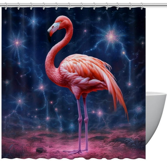 Flamingo Bathroom Curtains Shower Curtain Sets - Waterproof, with Hook, Printed, Bathroom Decoration - Curtain Set