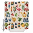 thumbnail image 1 of Flamingo Bathroom Shower Curtains with 12 Hooks Polyester Waterproof Shower Curtain for Stalls and Bathtubs Tropical Coconut Leaf Watermelon Lemon Starfish Decorative Bathroom Curtain 36x72 Inches, 1 of 9
