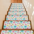 thumbnail image 1 of Flamingo Beach Stair Treads Non Slip for Steps Summer Tropical Coastal Cartoon Birds Palm Trees 7 Pcs Reusable Adhesive Stair Runner Mats for Dogs Elders Carpet Treads Rugs for Staircase 8x30 In, 1 of 9